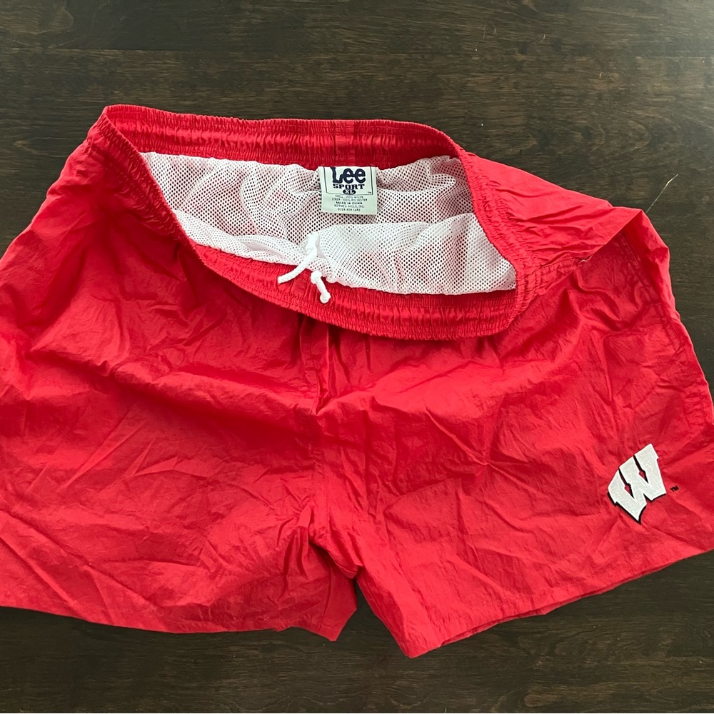 Lee Sport Red Athletic Shorts vintage 90s Wisconsin